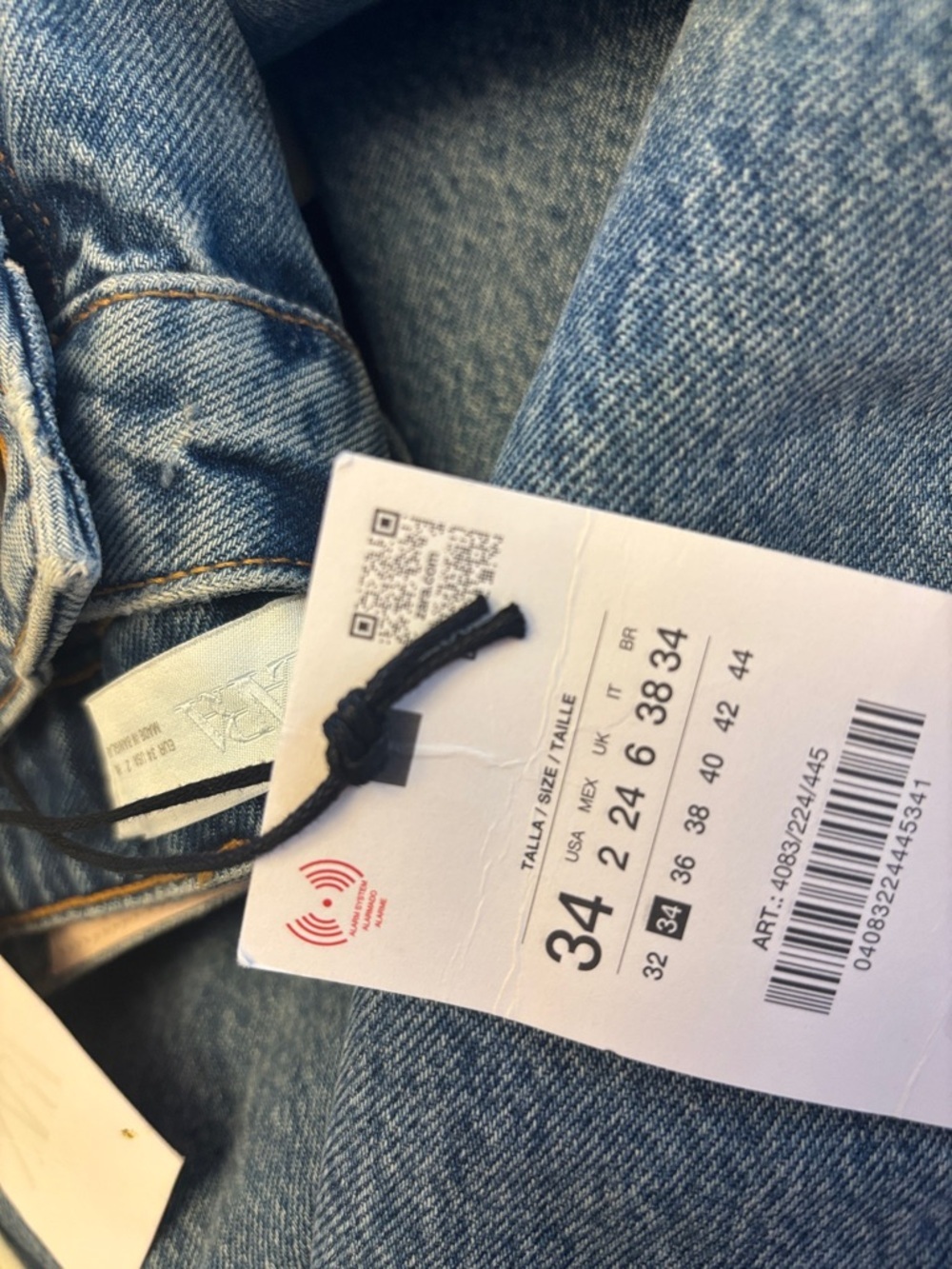 Zara High Waist Mom Jeans Straight-Leg  in Washed Blue Denim MSRP $50 - Picture 5 of 5